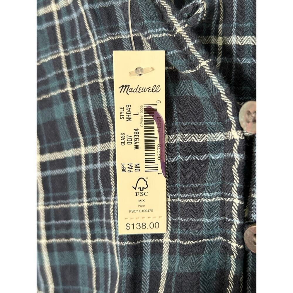 NWT Madewell Women's Gauze Ruffle Trimmed Mini Dress in Deep Indigo Plaid Size L - Picture 7 of 9